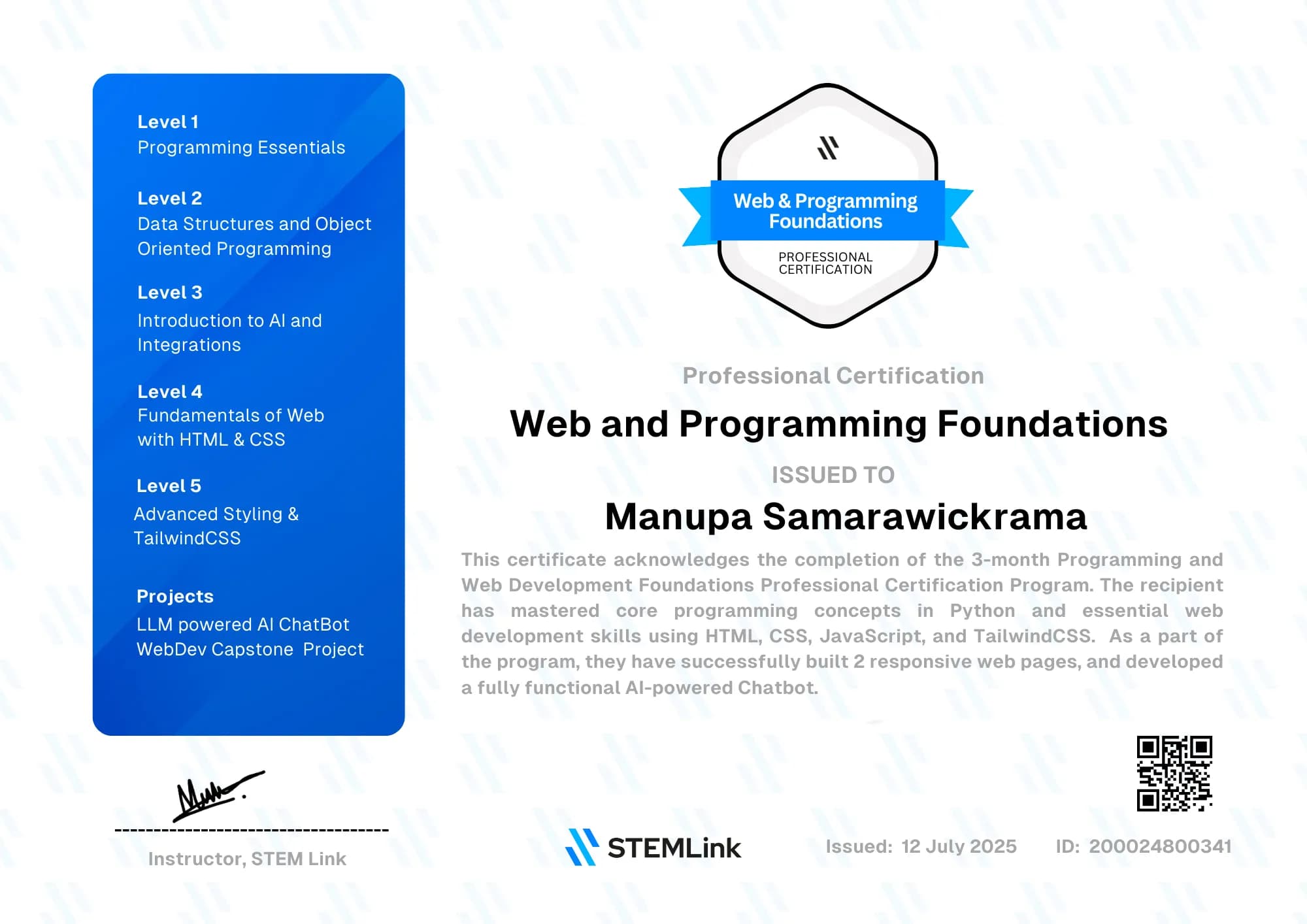 full stack certificate