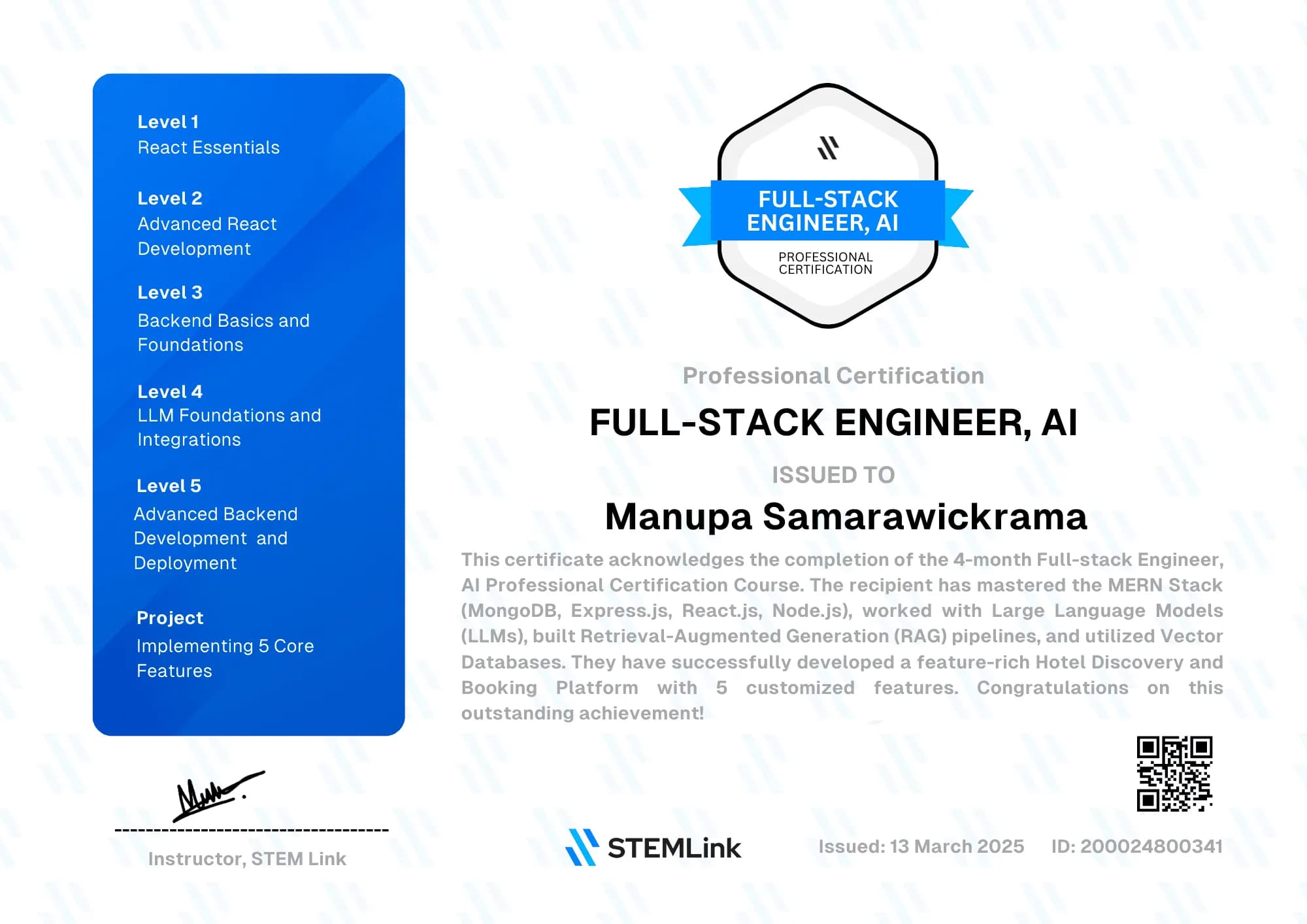 full stack certificate