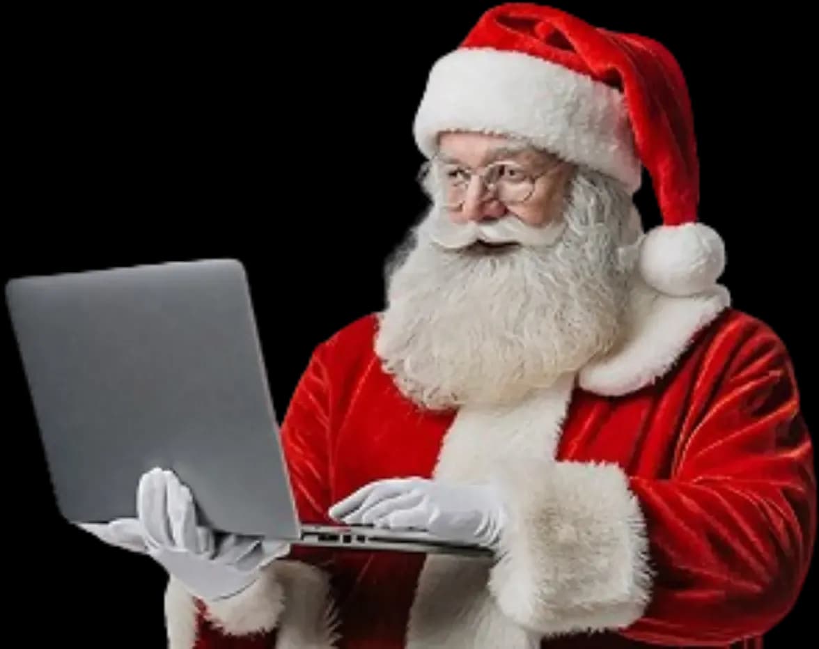 Santa with laptop