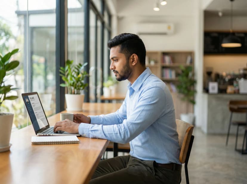 Student working at computer